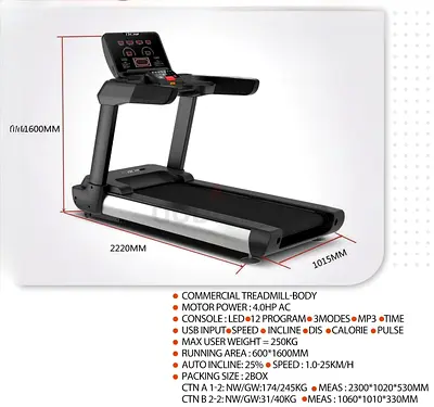 Commercial Grade Treadmill with 4.0HP AC Motor