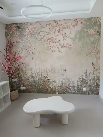 Decorative floral wallpaper mural — gently used, large feature wall panel