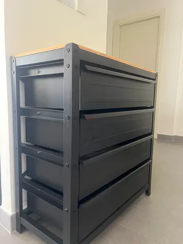 IKEA six-drawer black dresser / chest - solid top, good condition