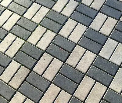 Used Interlocking Outdoor Pavers - Grey Beige Brick Pattern (Good Condition)