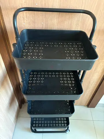 IKEA RASKOG-style 4-tier metal utility trolley - black