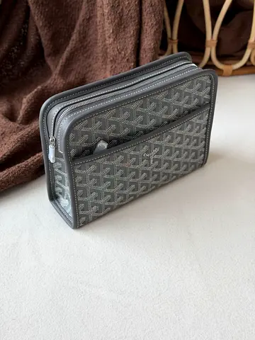 Goyard Grey patterned double-zip toiletry / travel pouch (pre-owned)