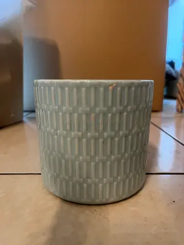 Small ceramic planter pot - light blue textured finish