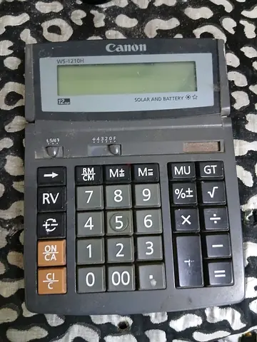 Used Canon WS-1210H Solar Battery Desktop Calculator - Working