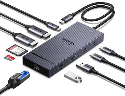 UGREEN Revodock Pro 2101 10 in 1 USB C Docking Station, Dual 4K@60hz Monitor, USB C