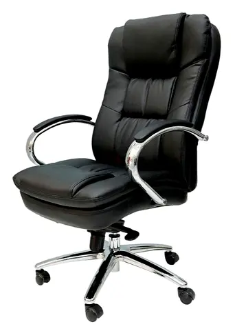 Black Leather Executive Office Chair with Chrome Accents