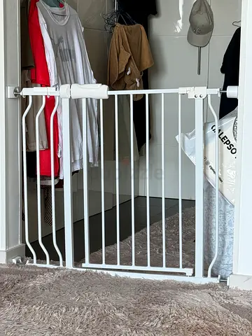 2 White Metal Baby Safety Gate - Pressure  Wall Mounted, Good Condition