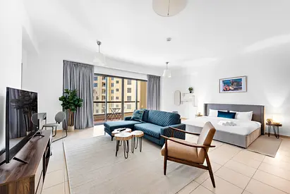 Fab Studio in JBR with a Pool & View Dubai Skyline | Furnished | Flexible term