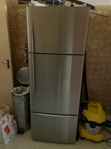 Stainless steel refrigerator - 3-door, good working condition
