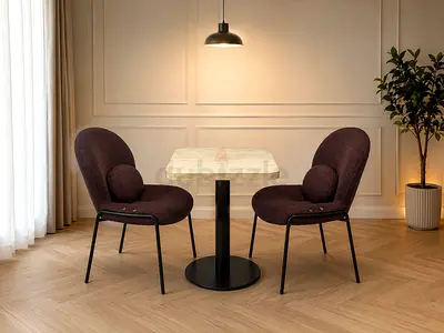 Modern Compact Dining Set with Two Fabric Chairs each one