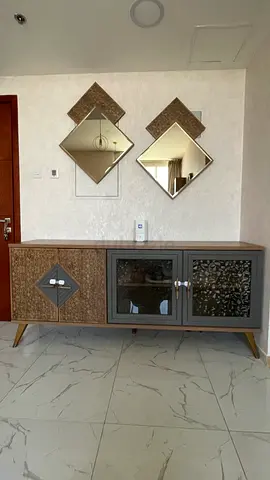 Wooden Luxury Cabinet with Decorative Mirrors - Good Condition