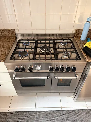Stainless Steel 5-Burner Gas Range with Double Oven