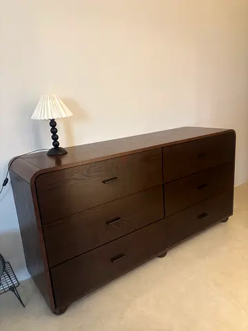 Solid wood 6-drawer dresser / sideboard - dark brown
