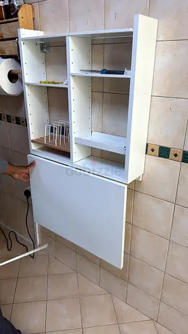 White Wall-Mounted storage table with Shelves