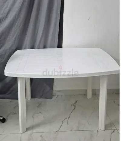 White Plastic Outdoor/Patio Table - 4 Seater, Good Condition