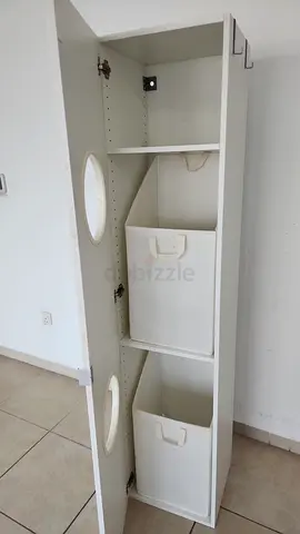 White 3-Door Storage Cabinet / Shelving Unit - Good Condition