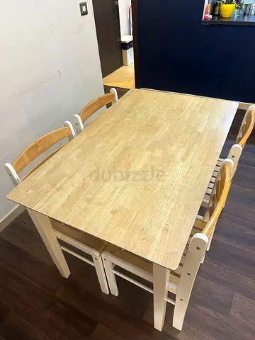 Wooden dining table with 4 chairs - light oak finish