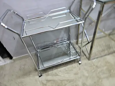 Modern Chrome and Glass Bar Cart