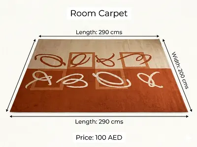Large 290x200 cm Modern Area Rug - Beige  Terracotta