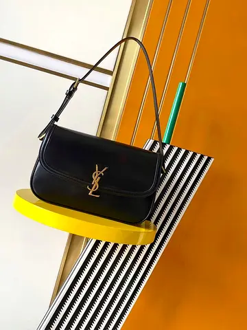 Saint Laurent Solferino Medium Shoulder Bag in Black Box Calfskin