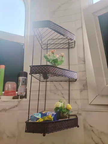 Wall-mounted 3-tier Wicker-look Metal Shelf Unit