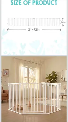 White Metal Baby Safety Gate - 8-Panel Portable Play Yard (Regalo Brand)