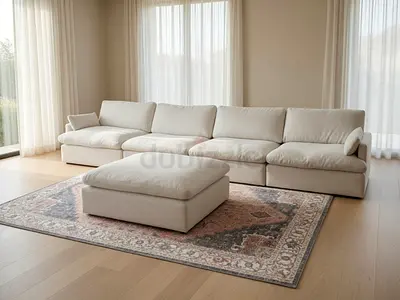 Home Center swin feather filled sofa with footstool