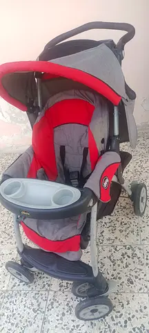 Lightweight Red 3-in-1 Baby Stroller with Recline  Storage Basket