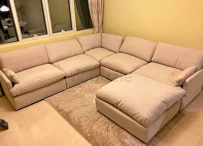Home Center swin feather filled sofa with footstool