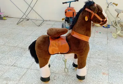 Plush Ride-On Rocking Horse for Toddlers - Brown.