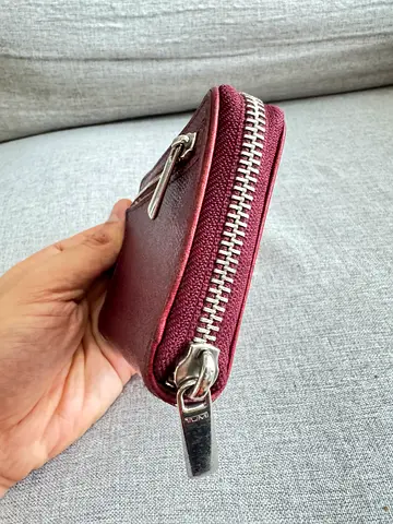 Tumi Compact Burgundy Zip Wallet - Gently Used