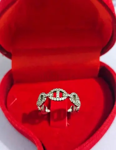 Apm sliver ring and air ring Silver-tone fashion ring with embedded crystals