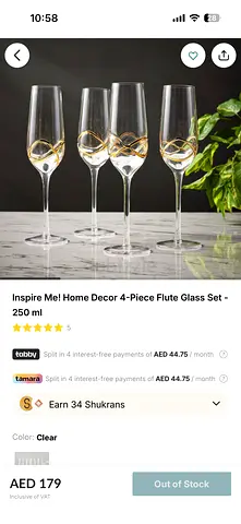 8 piece flute glass set