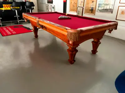 Classic style 8feet Marble pool / billiards table with burgundy felt. All high end accessories.