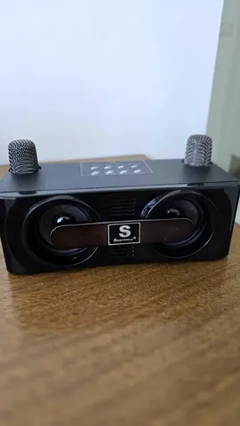 Portable Bluetooth Speaker System with Dual Drivers, Handle and 2 small mics.