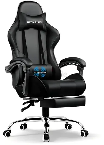 GTPLAYER Black Ergonomic Gaming/Office Chair with Lumbar  Headrest