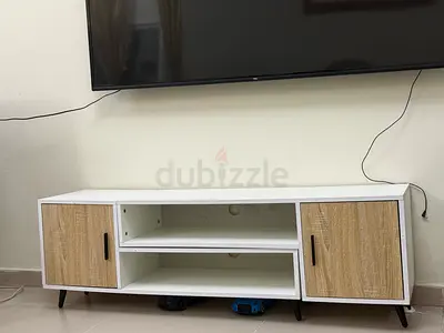 Mid-century TV Console Cabinet with Two Doors and Open Shelves