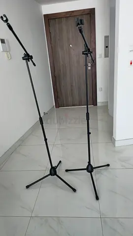 Pair of adjustable microphone boom stands - sturdy, good condition