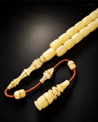 Amber  Prayer Beads (Tasbih) with Gold Accents