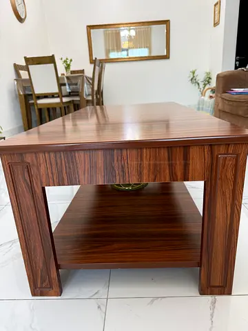 Solid Wood Coffee Table with Lower Shelf - Good Condition