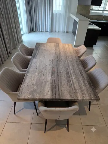 marble dining table with chairs