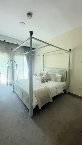 White Four-Poster Queen Bedframe - Solid Wood