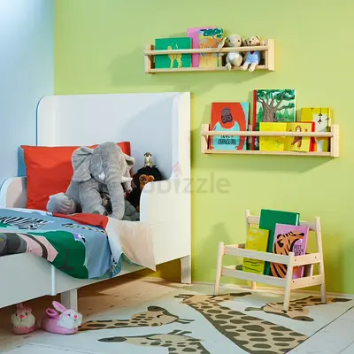 (Two pieces) Solid Pine Wall Shelf - Narrow Floating Shelving Unit