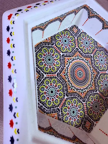 Decorative Ceramic Tray with Geometric Pattern