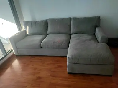 Crate and Barrel Axis gray lshape sofa for sale