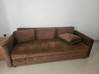 Brown 3-seater velvet sofa in good condition