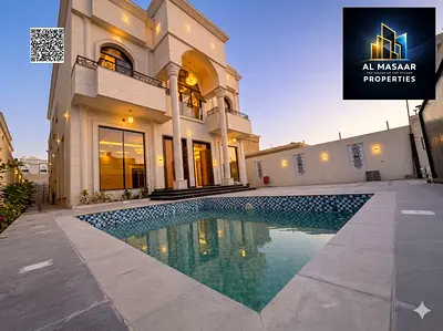 Enjoy luxury with a swimming pool | Own a luxurious villa in Al Rawda, Ajman | 5 master bedrooms, 2 floors, and a rooftop | Prime location on Sheikh A