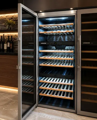 Liebherr Large Dual-Zone Wine Cooler / Refrigerator - Wooden Shelves, Glass Door
