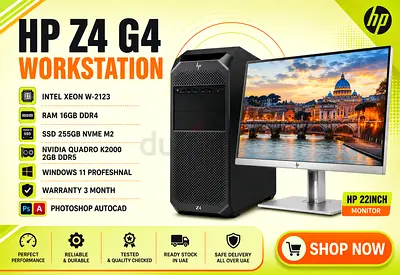 8 CORE HP Z4 G4 WORKSTATION INTEL XEON W-2123 RAM 16GB DDR4 NVIDIA QUADRO K2000 2GB DDR5 (FULLSET)