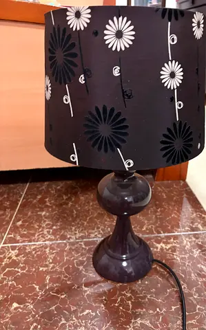 Floral Pattern Lamp with Black Fabric Shade